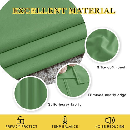 NICETOWN Blackout Forest Green Curtains 84 inches Long, Grommet Room Darkening Thermal Insulated Sound Dampening Window Treatments for Bedroom/Home Office, 2 Panels, W46 x L84