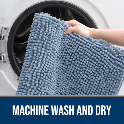 OLANLY Dog Door Mat - Absorbent Non-Slip Mud Mat for Indoor Use | Quick Dry Chenille, 30x20, Airy Blue