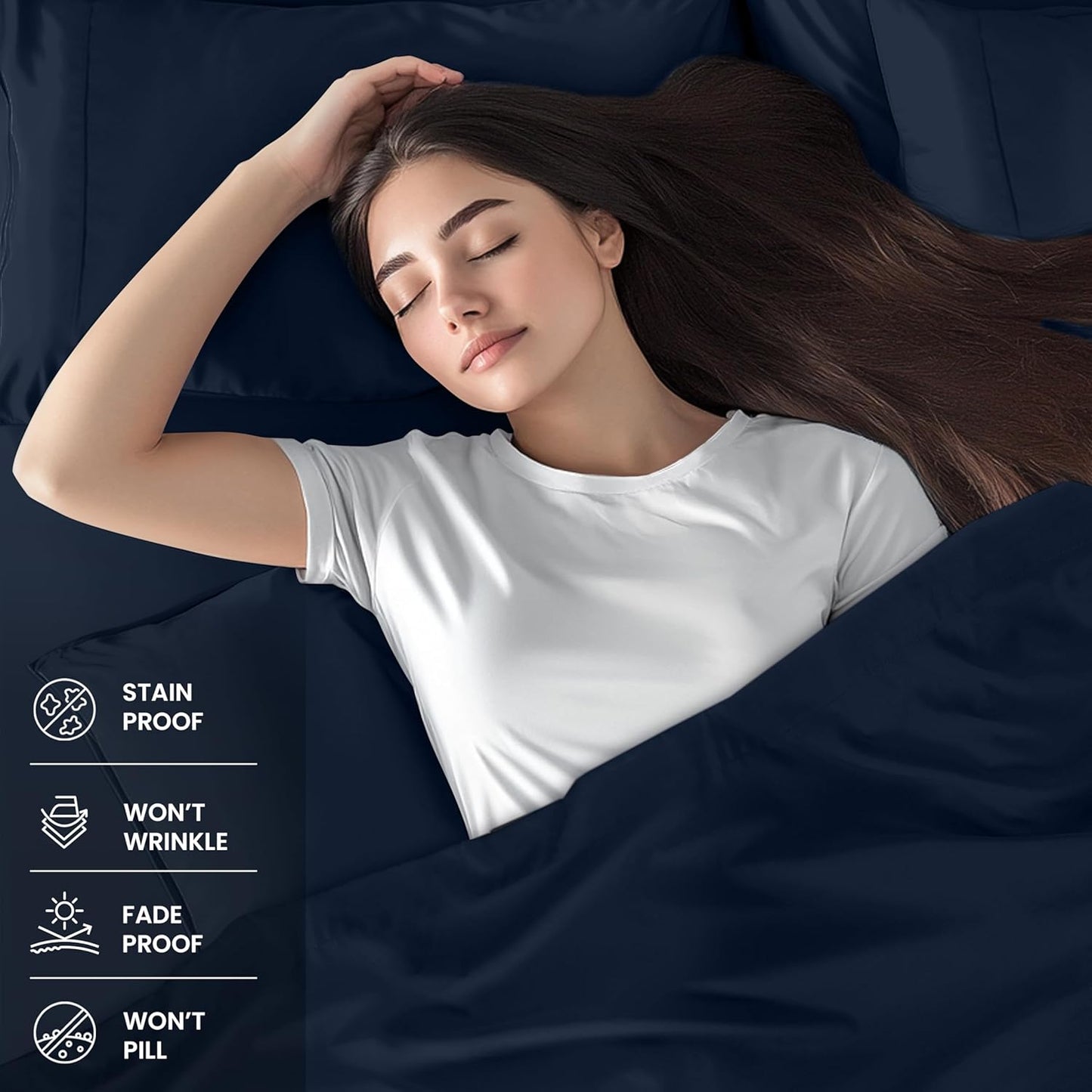 Utopia Bedding Full Sheet Set - Soft & Breathable 4-Piece Microfiber Bed Sheets for Full Size Bed | Navy Blue