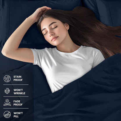 Utopia Bedding Full Sheet Set - Soft & Breathable 4-Piece Microfiber Bed Sheets for Full Size Bed | Navy Blue
