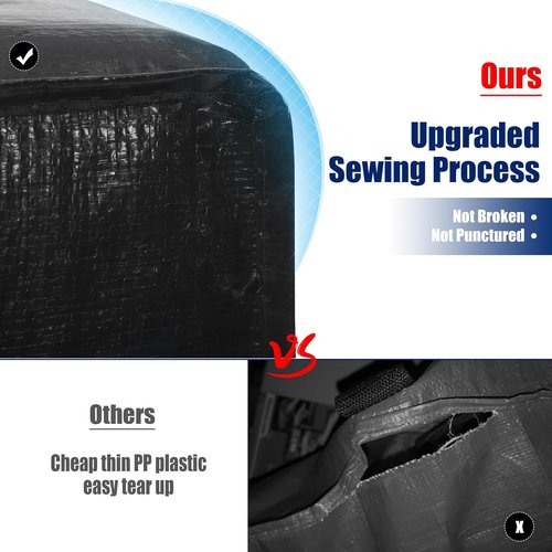 Cosy Family Extra Large Moving Bags - Heavy Duty Storage Totes with Backpack Straps & Strong Handles | Set of 4, Black