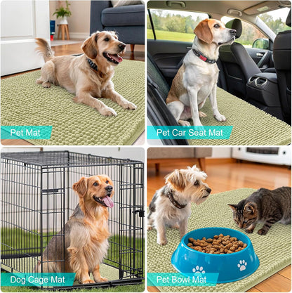 OLANLY Dog Door Mat - Absorbent Non-Slip Washable Chenille Mat for Muddy Paws | 44x32, Vanilla
