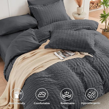 HYMOKEGE Twin XL Comforter Set - All Season Luxury 5-Piece Bedding Set in Dark Grey