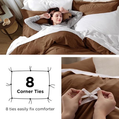Bedsure Brown Duvet Cover Set - Extra Soft Prewashed Cotton-Like Polyester | Twin/Twin XL Size, 2 Pieces