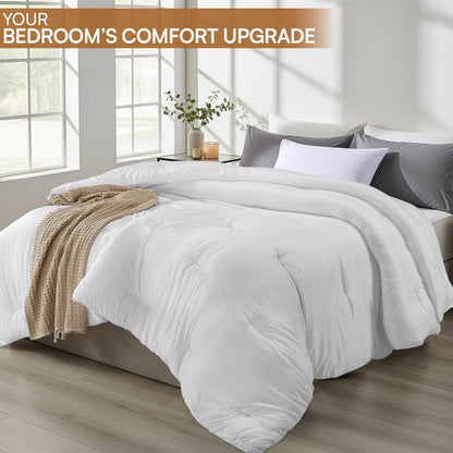 Utopia Bedding Comforters King Size, All Season Duvet Insert, Down Alternative King Comforter with Corner Tabs, Machine Washable Bed Comforter 90 x 102 Inches (White)
