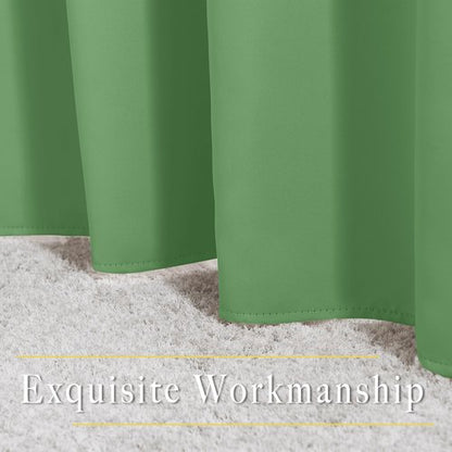 NICETOWN Forest Green Reducing Grommet Curtains - (W52 x L108, 2 Pieces) Triple Woven Textured Soft Curtain Panels for Living Room Window Treatment Drapes
