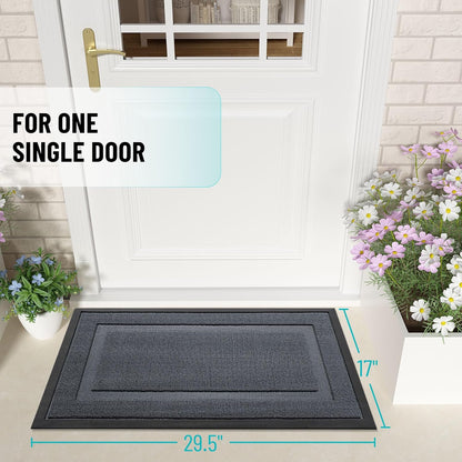 OLANLY Indoor Outdoor Front Door Mat - Waterproof All-Weather Doormat, Easy Clean, 47x32, Charcoal Gray