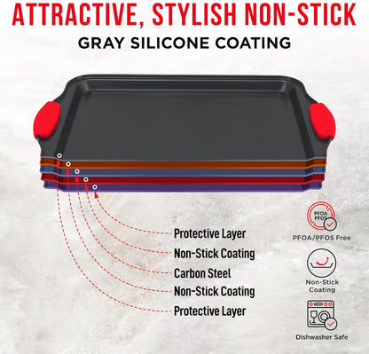 Skiennix Nonstick Carbon Steel Bakeware Set - Professional Quality Baking Trays | PFOA-Free Medium & Large Pans
