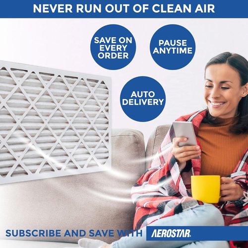 Aerostar 18x18x1 MERV 11 Air Filters - 6 Count Pleated HVAC Filters for Dust, Allergens & Germs