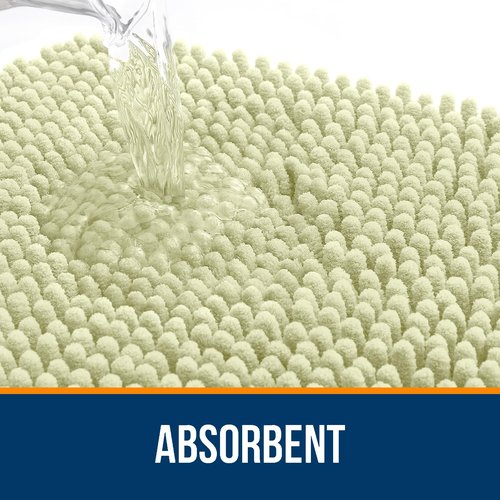OLANLY Bathroom Rugs 24x16, Extra Soft Absorbent Chenille Bath Rugs, Rubber Backing Quick Dry, Machine Washable Bath Mats for Bathroom Floor, Tub and Shower, Home Decor Accessories, Vanilla