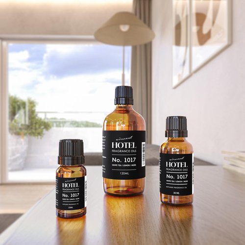 AirScent Hotel Diffuser Oil No. 1017 - White Tea Lemon Cedar Wood - Hotel Scent Dupe - Premium Fragrance Oil for Ultrasonic and Waterless Diffusers and Crafting - 30 mL, 1 fl oz Glass Dropper Bottle