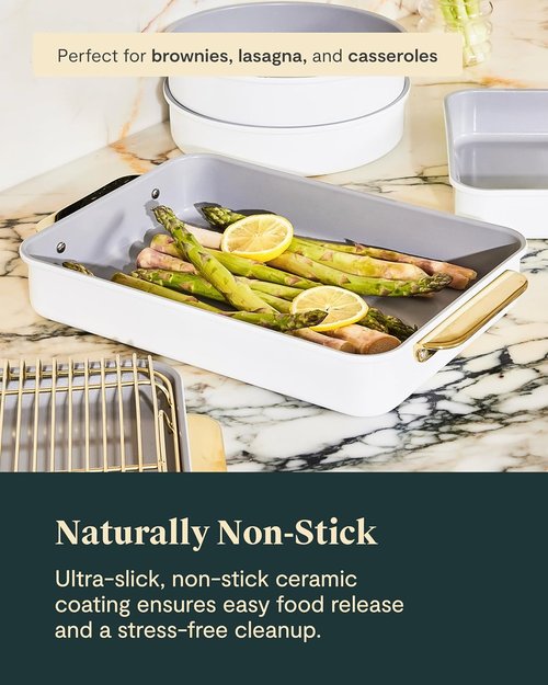Caraway Nonstick Baking Pan Set | 2x 9" x 6.5" & 1x 9" x 13" - Non-Toxic, PTFE & PFOA Free - Slate Color