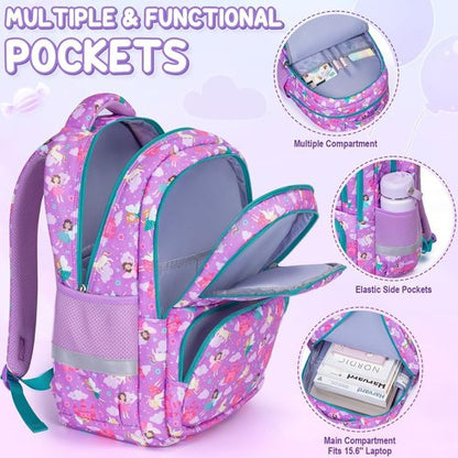 Fimibuke Kids Backpack - 3-in-1 Set with Lunch Box & Pencil Case for Girls, Ages 3-12 | Daisy Design