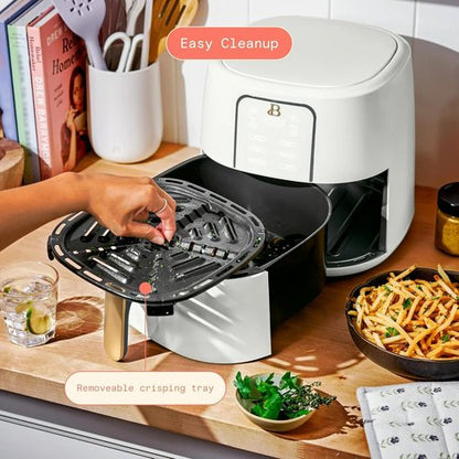 Drew Barrymore 6 Qt Air Fryer - Touchscreen with TurboCrisp Technology & EverGood Ceramic Nonstick (White)