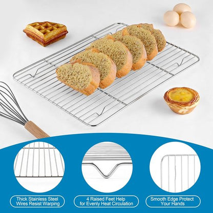 Herogo Stainless Steel Baking Sheet Set - 2 Pans & 2 Racks | 16" x 12" Rectangle, Non-Toxic & Easy Clean