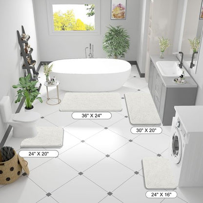 OLANLY Bathroom Rugs 70x24, Extra Soft Absorbent Chenille Bath Rugs, Rubber Backing Quick Dry, Machine Washable Bath Mats for Bathroom Floor, Tub and Shower, Home Decor Accessories, Ivory