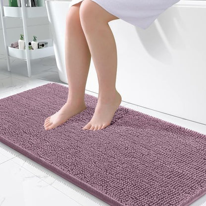 OLANLY Bathroom Rugs 50x30, Extra Soft Absorbent Chenille Bath Rugs, Rubber Backing Quick Dry, Machine Washable Bath Mats for Bathroom Floor, Tub and Shower, Home Decor Accessories, Deep Plum
