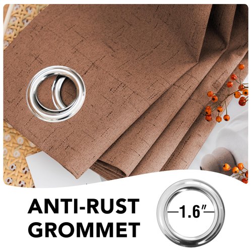 H.VERSAILTEX Linen Blackout Curtains 108 Inches Long 100% Blackout Thermal Insulated Textured Linen Look Curtain Draperies Anti-Rust Grommet, Energy Saving with White Liner, 2 Panels, Washed Spice