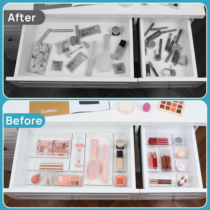 Vtopmart 88PCS Clear Plastic Drawer Organizers - Versatile Storage Bins for Makeup, Kitchen & Office