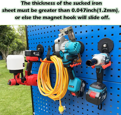 ULIBERMAGNET Magnetic Hooks - Heavy Duty Tool Organizer with Strong Magnets, 2 Pack (Black)