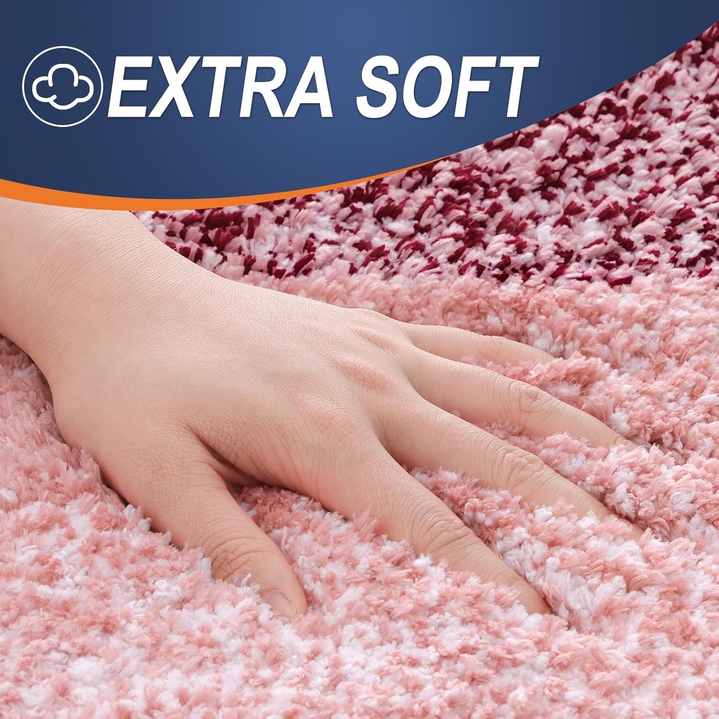 OLANLY Large Bath Rugs - Extra Soft Microfiber Mat 54x24 | Quick Dry, Rubber Backing, Machine Washable - Red