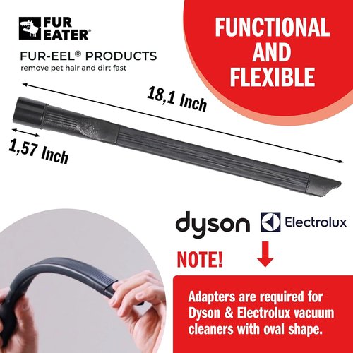 FUR-EEL Vacuum Crevice Tool - Extra Long 18.1" Flexible Attachment for Car Detailing & Upholstery