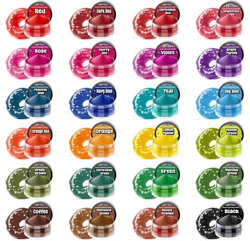 Food Coloring Powder - 24 Vibrant Colors | Flavorless High Concentration Dye for Baking & Decorating - 2g/Bottle