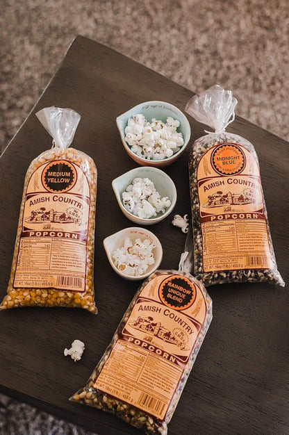 Amish Country Popcorn - Variety Set of 3 (Midnight Blue, Rainbow & Medium Yellow) | Non-GMO, Gluten-Free