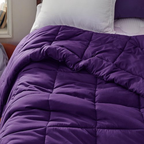 Bedsure Comforter Duvet Insert - Twin Size Quilted Down Alternative Bedding | All-Season GentleSoft Blanket, Purple 88 x 68 Inches