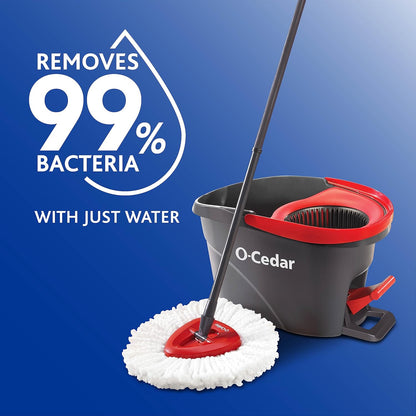 O-Cedar EasyWring Microfiber Spin Mop System - Includes 2 Extra Refills | Red/Gray Color