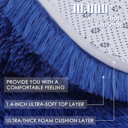 OLANLY Soft Fluffy 3x5 Machine Washable Bedside Rug - Navy Blue Shaggy Carpet for Kids & Home Decor