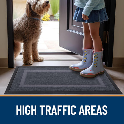 OLANLY Indoor Outdoor Front Door Mat - Waterproof, All-Weather, Easy Clean | 71x47, Light Grey
