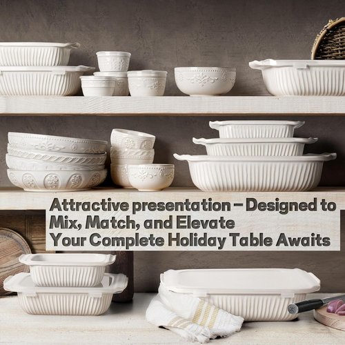 Artena Baking Dish - 2.3 Quart Casserole Dish With Handles | Deep Rectangular Ceramic Bakeware, White