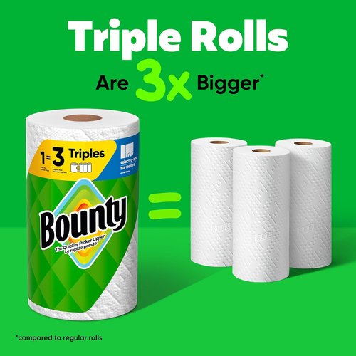 Bounty Select-A-Size Paper Towels - White, 2 Triple Rolls for Extra Absorbency | 6 Regular Rolls Equivalent
