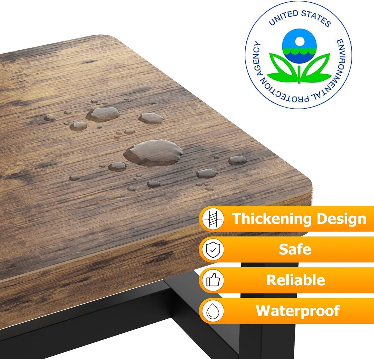 Wooden Step Stool - Heavy Duty Design with Non-Slip Rubber Feet | 500-LBS Capacity, Rustic Brown
