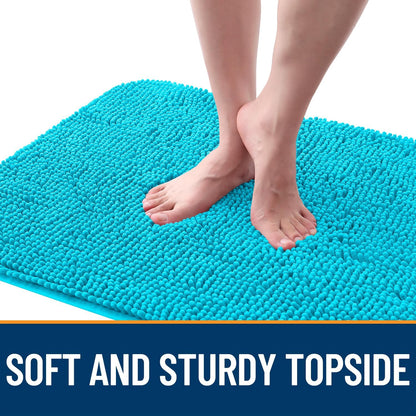 OLANLY Dog Door Mat - Absorbent Non-Slip Washable Mud Mat for Indoor Use | Aqua Blue 47x32