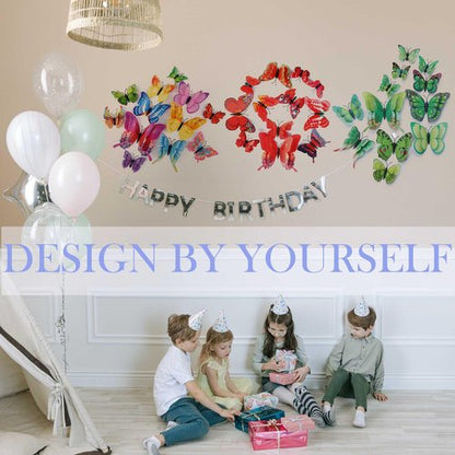 OPSEAM Butterfly Wall Decor 24/48 PCS, 3D Butterflies Stickers for Party Decorations with Magnets (Red, 24)
