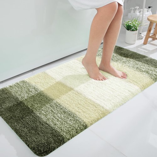 OLANLY Bathroom Rugs Mat 47x24, Extra Soft Absorbent Microfiber Bath Rugs, Rubber Backing, Quick Dry, Machine Washable Bath Mats for Bathroom Floor, Tub and Shower, Home Decor Accessories, Dark Green