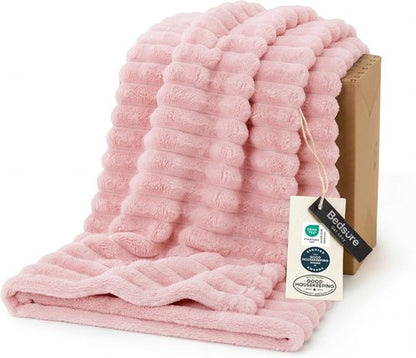 Bedsure GentleSoft Fleece Blanket - Super Soft Coral Pink Throw for Couch, 50x70 Inches
