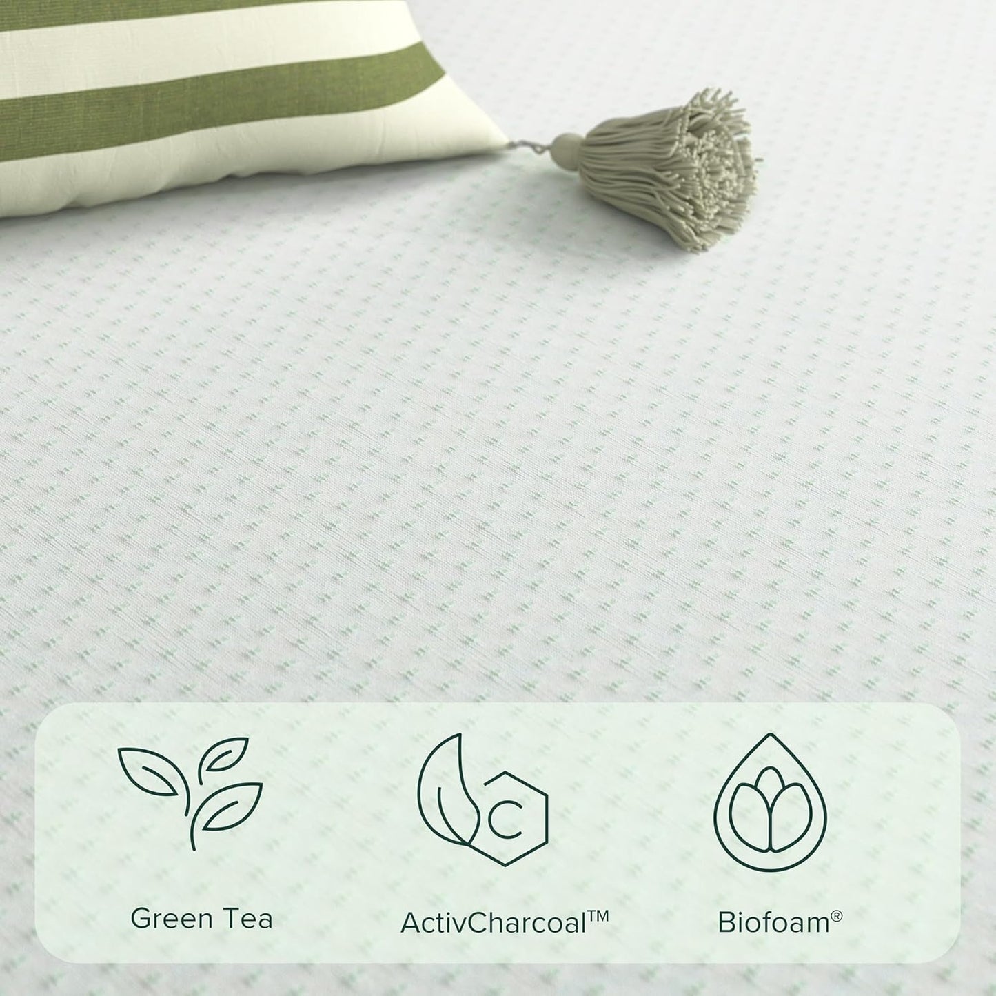 Zinus Memory Foam Mattress - 10 Inch Green Tea Comfort | Full Size, White