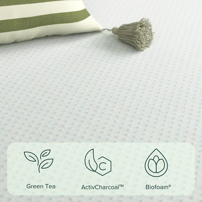 Zinus 6 Inch Green Tea Memory Foam Mattress, Short Queen, Fiberglass Free, Patented Custom Contour Support, Sturdy Base Foam, CertiPUR-US Certified, Mattress in A Box, White