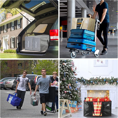 BALEINE 6-Pack Heavy-Duty Moving Bags - Oversized Storage Totes with Reinforced Handles (Gray w/Window)