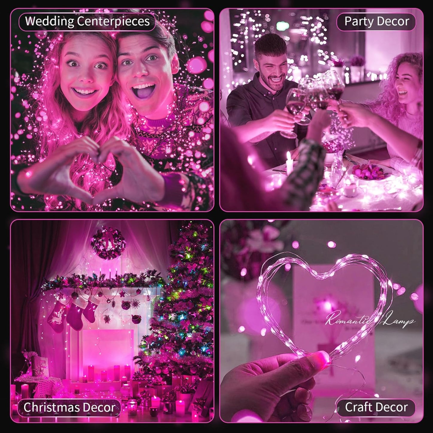 Skiennix 20 Pack LED Fairy Lights - Waterproof Mini Twinkle String Lights for Weddings & Holidays | Pink