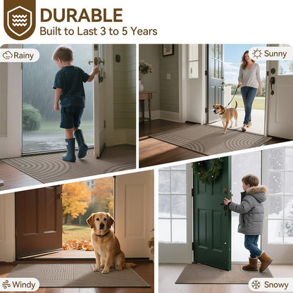 QiCaiJia Front Door Mat 17''x30'', Absorbent Dirt Resist Washable Non Slip Low-Profile Indoor Doormat, Easy Clean Welcome Entryway Door Mats, Brown
