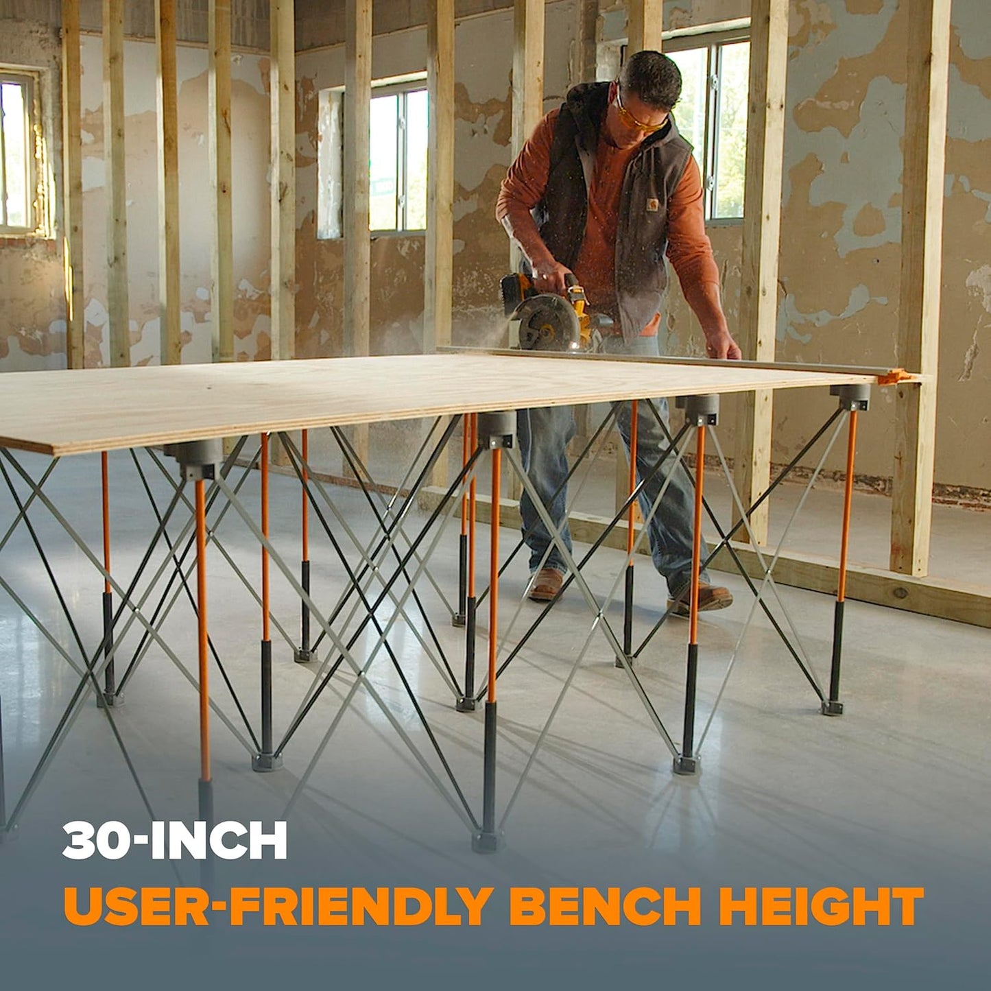 BORA Centipede Folding Work Table - 30in Portable Workbench | 6000lb Capacity & Collapsible Design