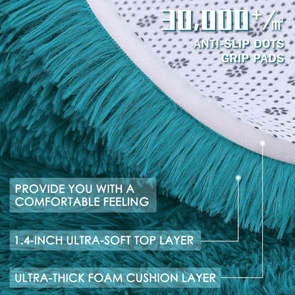OLANLY Large Area Rug - Soft Fluffy Shaggy Carpet for Living Room & Bedroom | 9x12 Teal Design