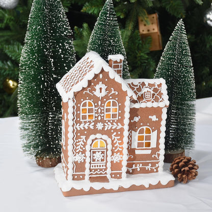 Sheaifun Gingerbread House Decor - Indoor Resin Christmas Decoration with LED Lights | 9 x 5 x 10.2 Inch