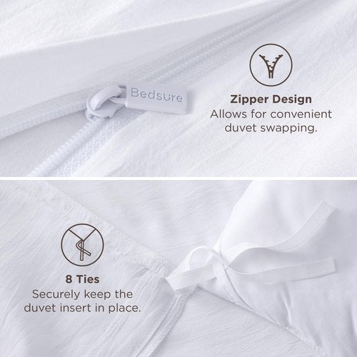 Bedsure Bright White California King Duvet Cover - Prewashed Cotton-Like Polyester Extra Soft Bedding Set, Includes 1 Cal King Duvet Cover 104''x98'' with Zipper Closure & 2 Pillow Shams, No Comforter