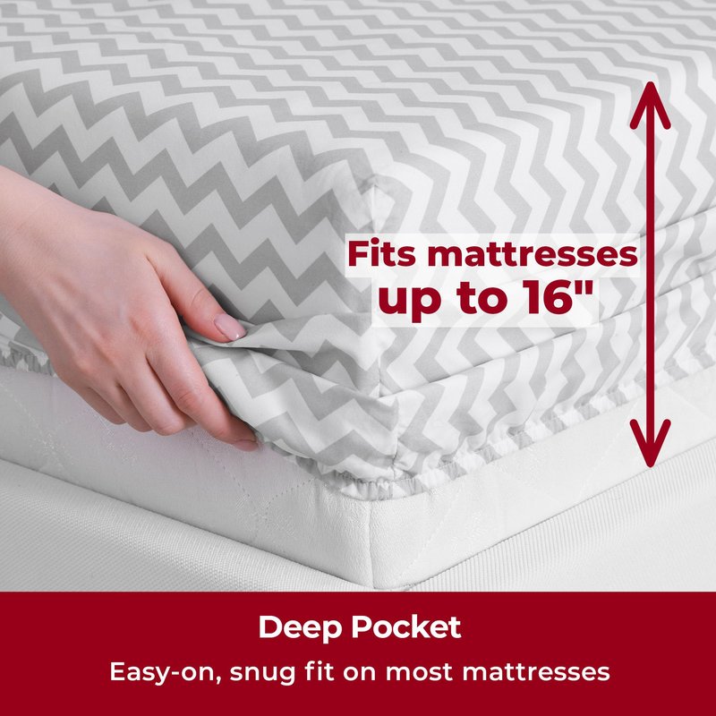 Mellanni Full Sheets Set - 4 PC Iconic Collection Bedding - Hotel Luxury, Extra Soft, Cooling Bed Sheets - Wrinkle, Fade, Stain Resistant (Full, Chevron Gray)