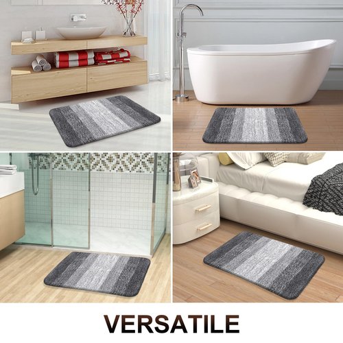 OLANLY Bathroom Runner Rugs 40x24, Extra Soft Absorbent Microfiber Bath Rugs, Rubber Backing, Quick Dry, Machine Washable Bath Mats for Bathroom Floor, Tub and Shower, Home Decor Accessories, Grey